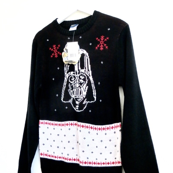 NEW! Star Wars Darth Vader Knit Ugly Christmas Sweater Black Red Youth XL - Picture 2 of 7
